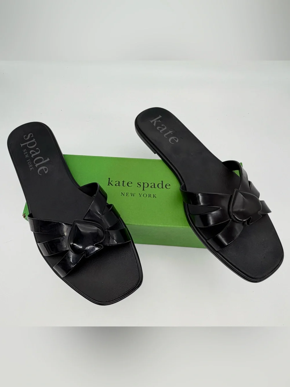 Kate Spade Sculpted Spade Jelly Sandals Black Size 11 Slide Slip On NWB